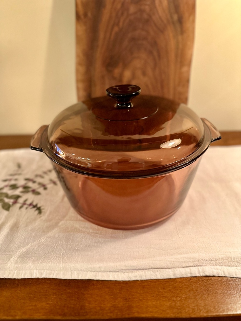 Corning Ware Visions Amber Glass Cookware 4.5L Dutch Oven Stock Pot Pyrex Lid